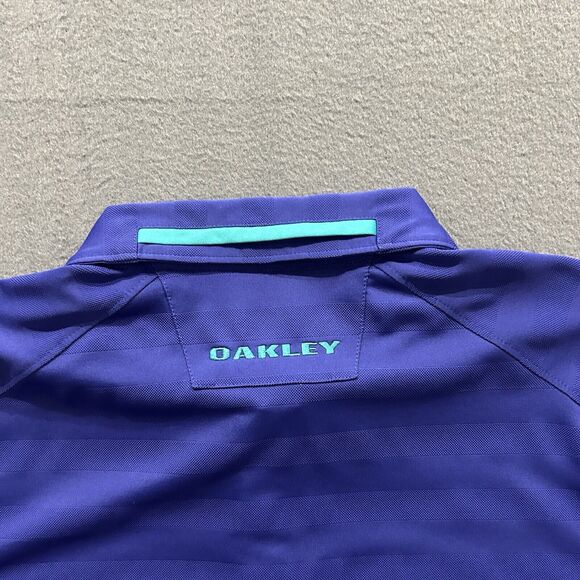 Oakley Shirt Mens Large Blue Green Center Logo Golf Polo Performance Hydrolix - Picture 6 of 12